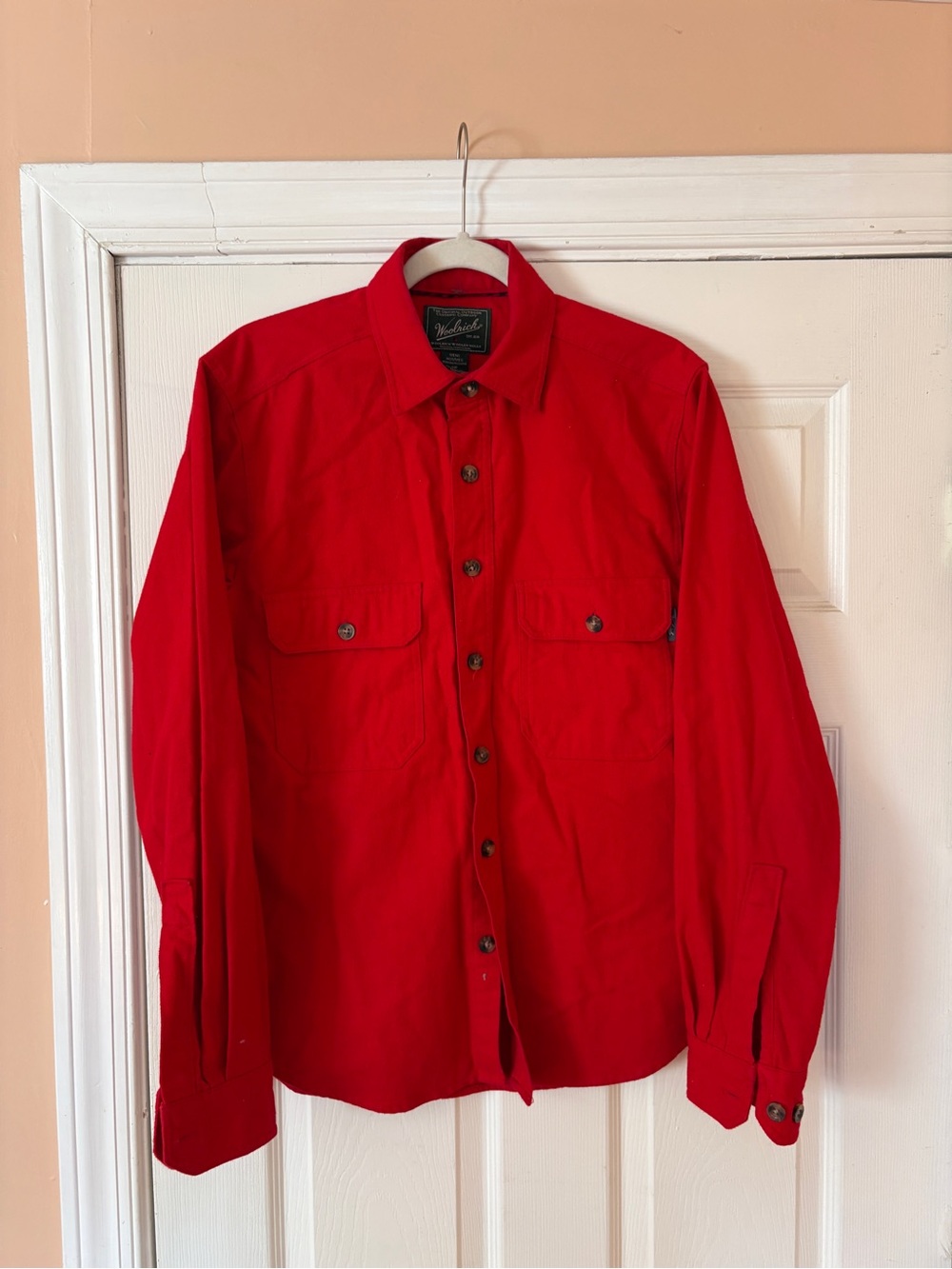 Woolrich Red Lightweight Button-Front Shirt Jacket